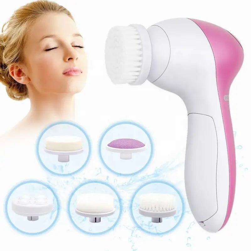 5-in-1 Electric Facial Cleansing Brush & Face Massager